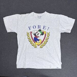 Vintage Disney Mickey Golf T Shirt Gray Made USA Gear For Sports Mens L
